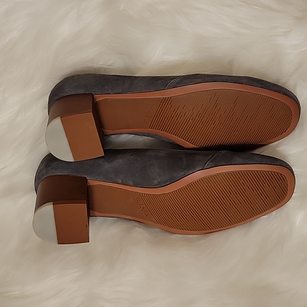 Sava Everly Gray Suede Leather 2" block heel pump 37 EUR 6.5 US New no tag… - Picture 6 of 8